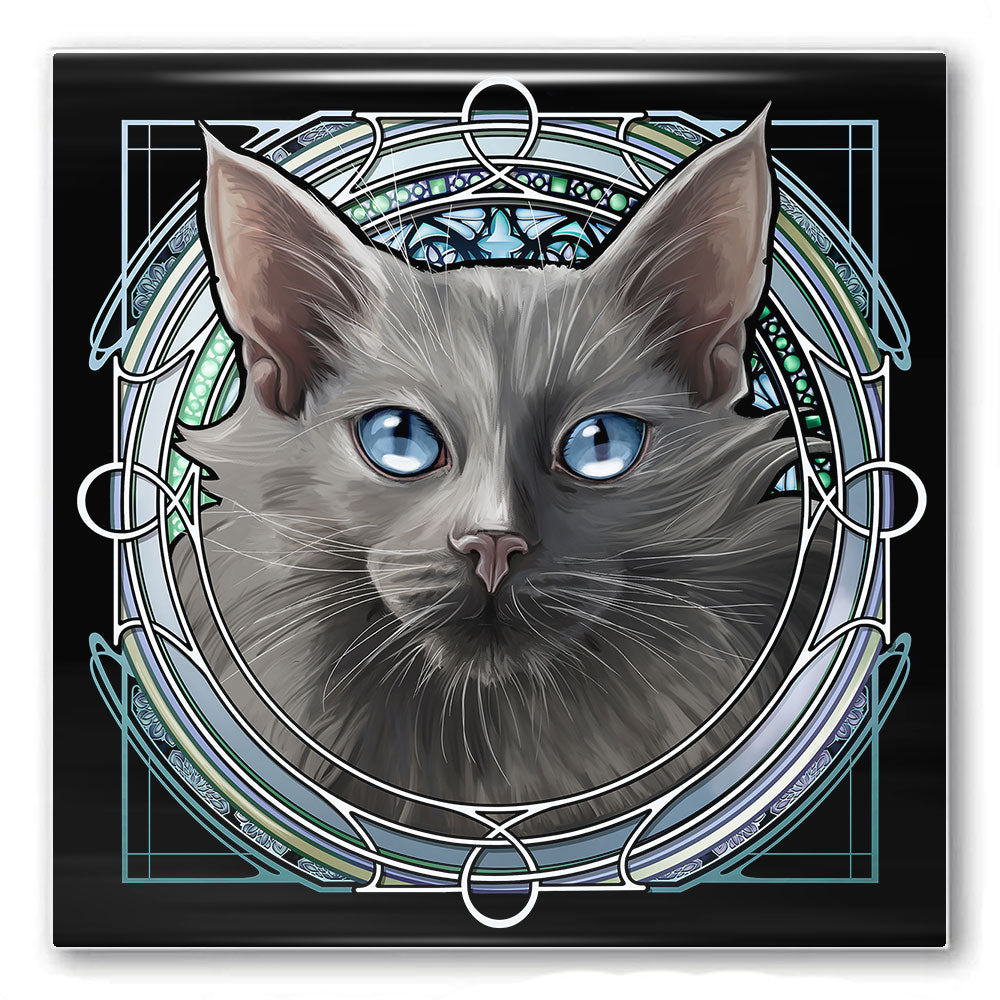 Gray Longhair - Rose Window Ceramic Coaster