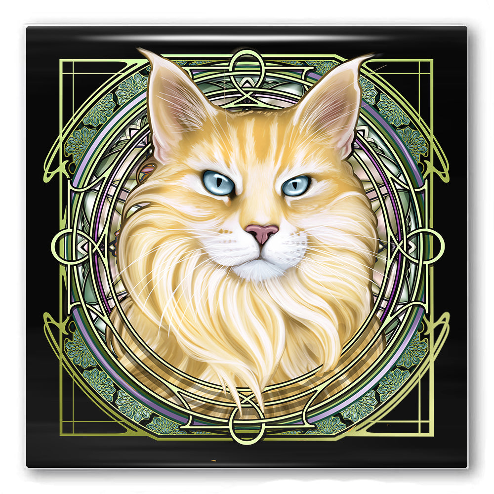 Maine Coon Blonde - Rose Window Ceramic Coaster