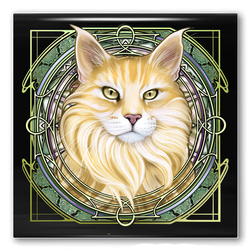 Maine Coon Blonde - Rose Window Ceramic Coaster