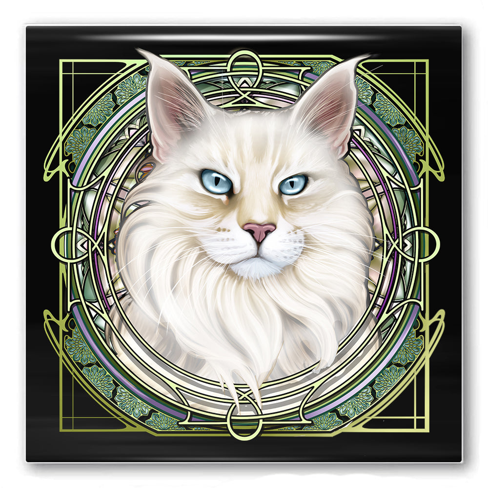 Maine Coon Lynxpoint - Rose Window Ceramic Coaster