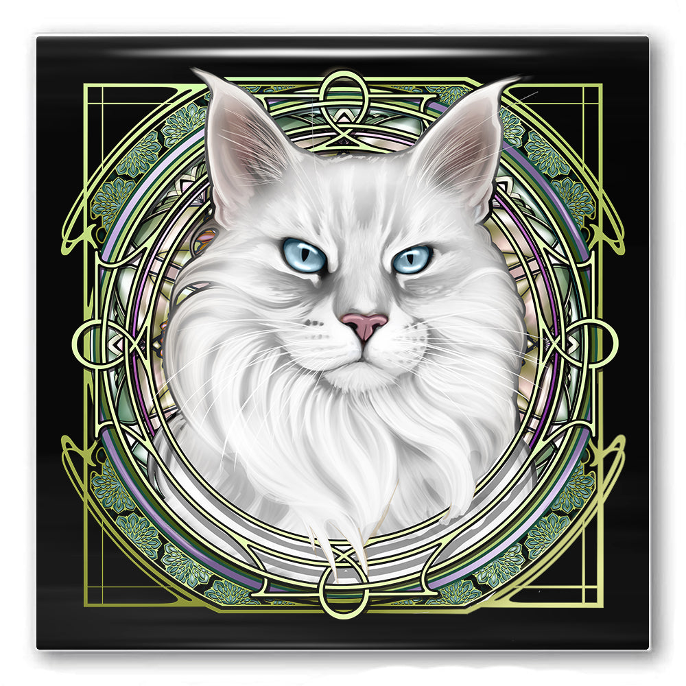 Maine Coon Lynxpoint - Rose Window Ceramic Coaster