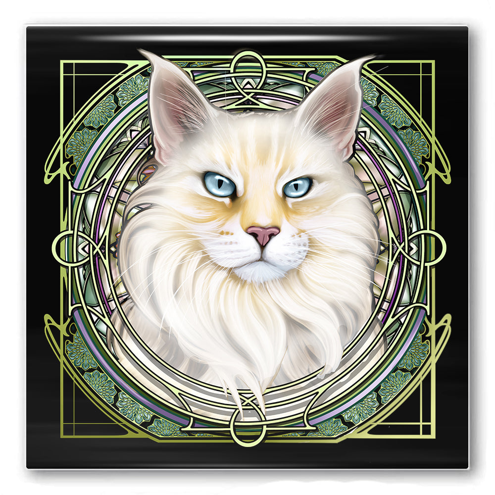 Maine Coon Lynxpoint - Rose Window Ceramic Coaster