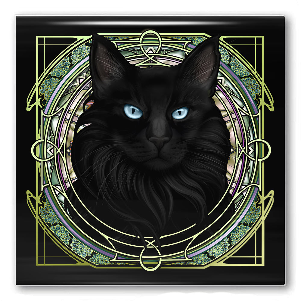 Norwegian Forest Black - Rose Window Ceramic Coaster