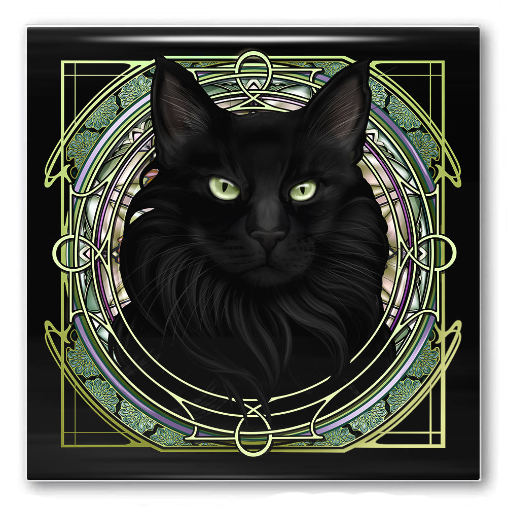Norwegian Forest Black - Rose Window Ceramic Coaster