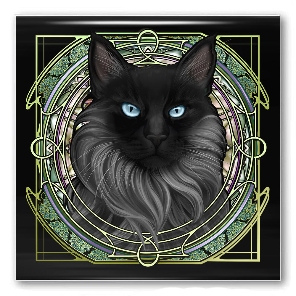 Norwegian Forest Gray Sealpoint - Rose Window Ceramic Coaster