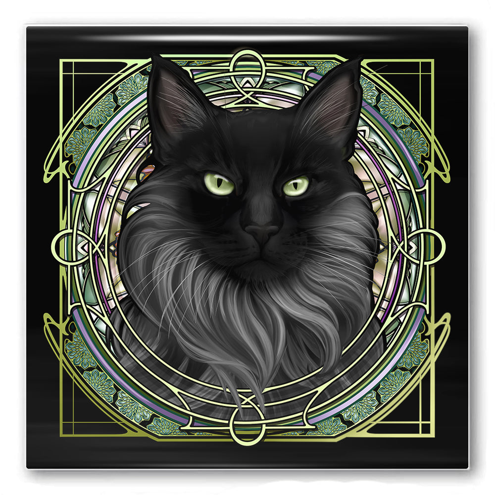 Norwegian Forest Gray Sealpoint - Rose Window Ceramic Coaster