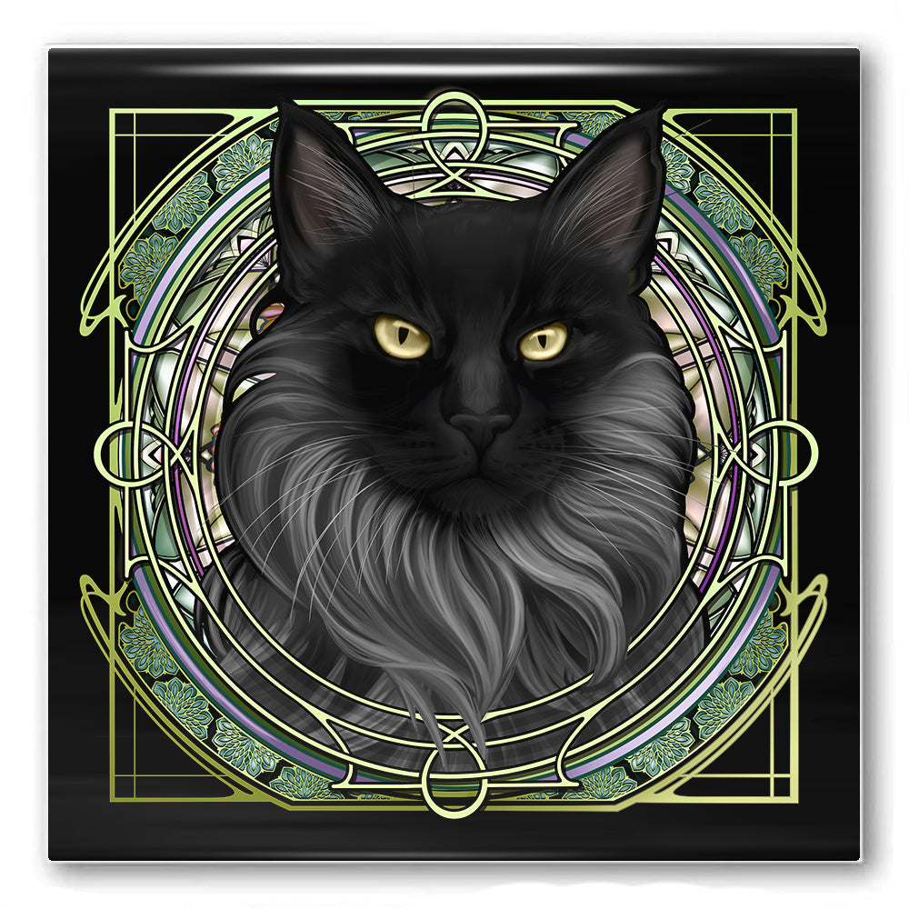 Norwegian Forest Gray Sealpoint - Rose Window Ceramic Coaster