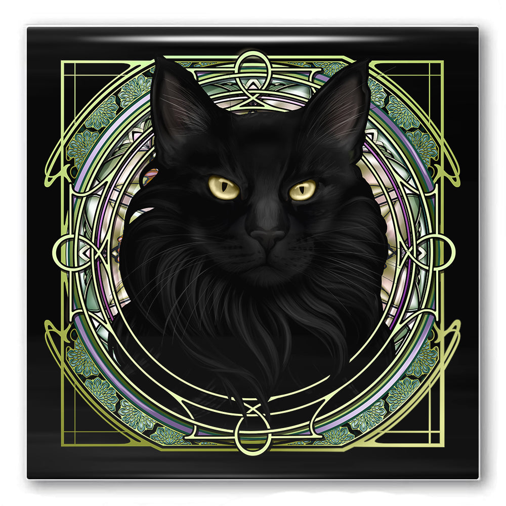 Norwegian Forest Black - Rose Window Ceramic Coaster