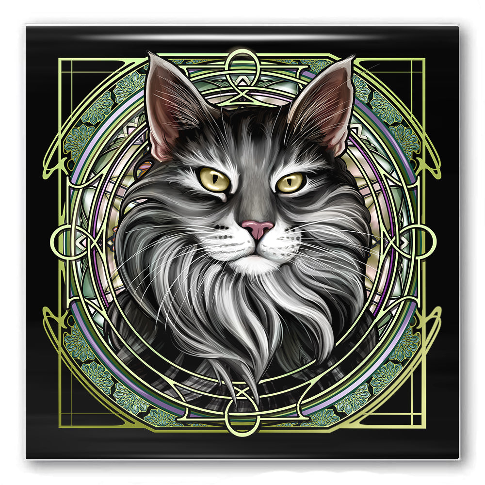 Norwegian Forest Gray - Rose Window Ceramic Coaster