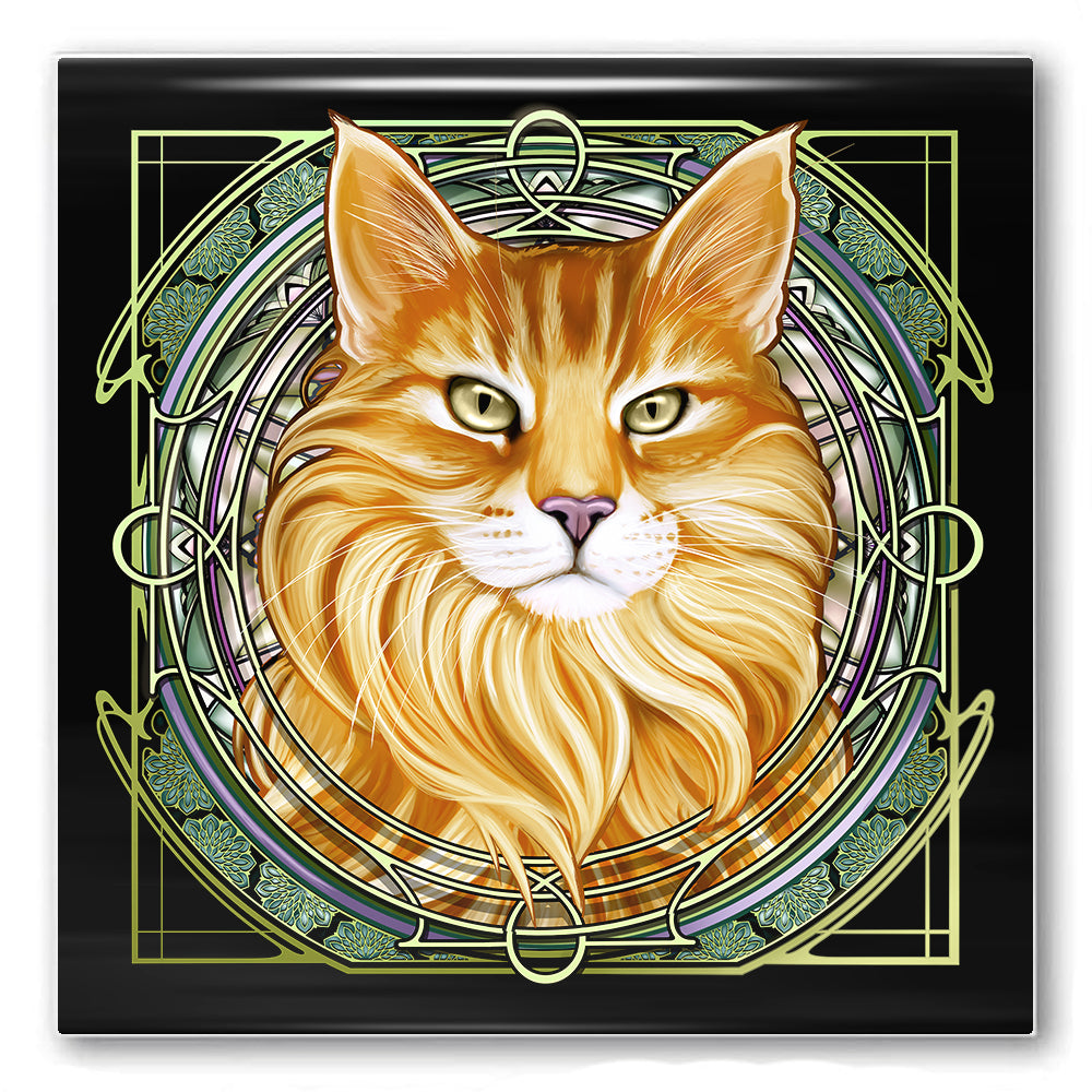 Norwegian Forest Orange - Rose Window Ceramic Coaster