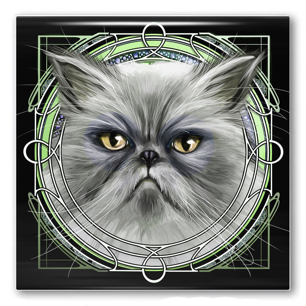 Persian Angry Gray - Rose Window Ceramic Coaster