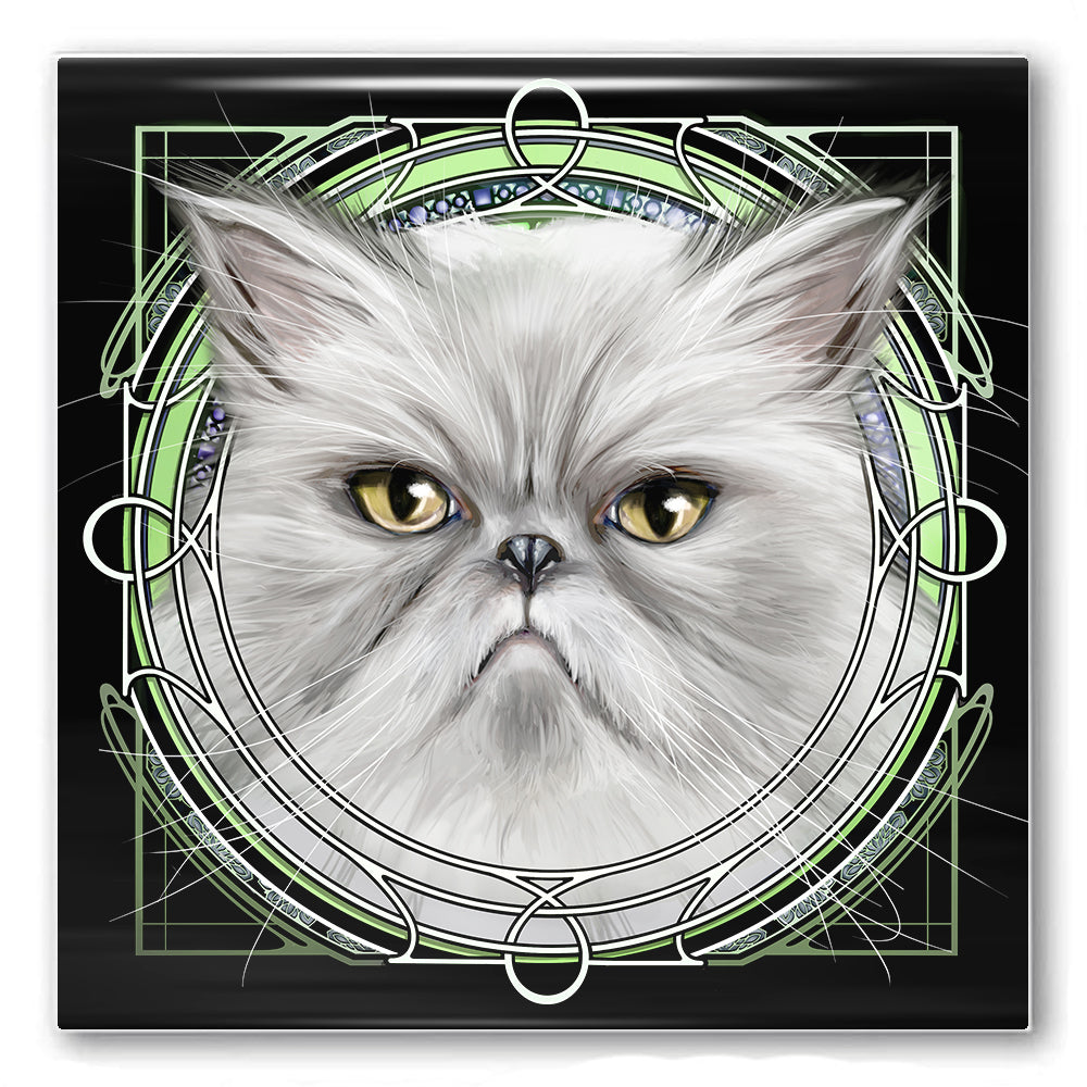 Persian Angry White - Rose Window Ceramic Coaster