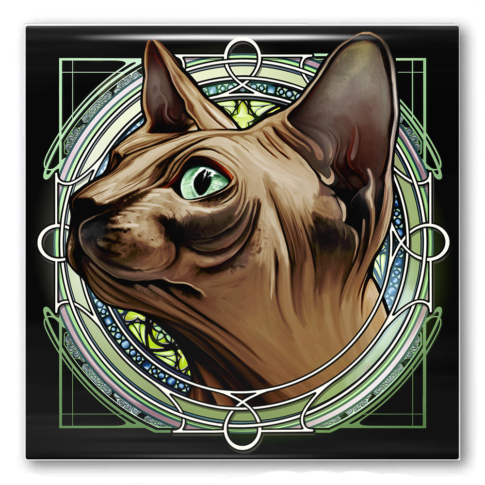 Sphynx Brown - Rose Window Ceramic Coaster