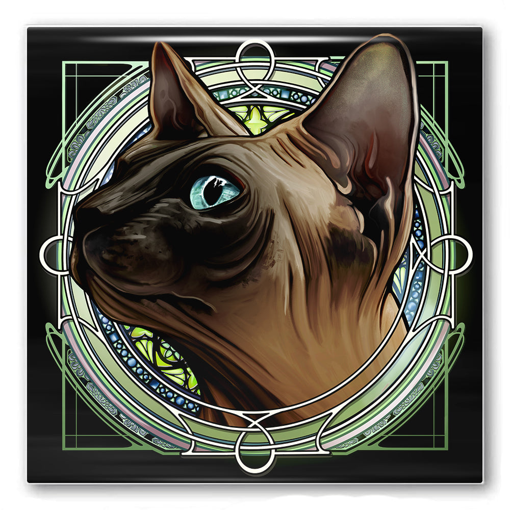 Sphynx Brown Seal - Rose Window Ceramic Coaster
