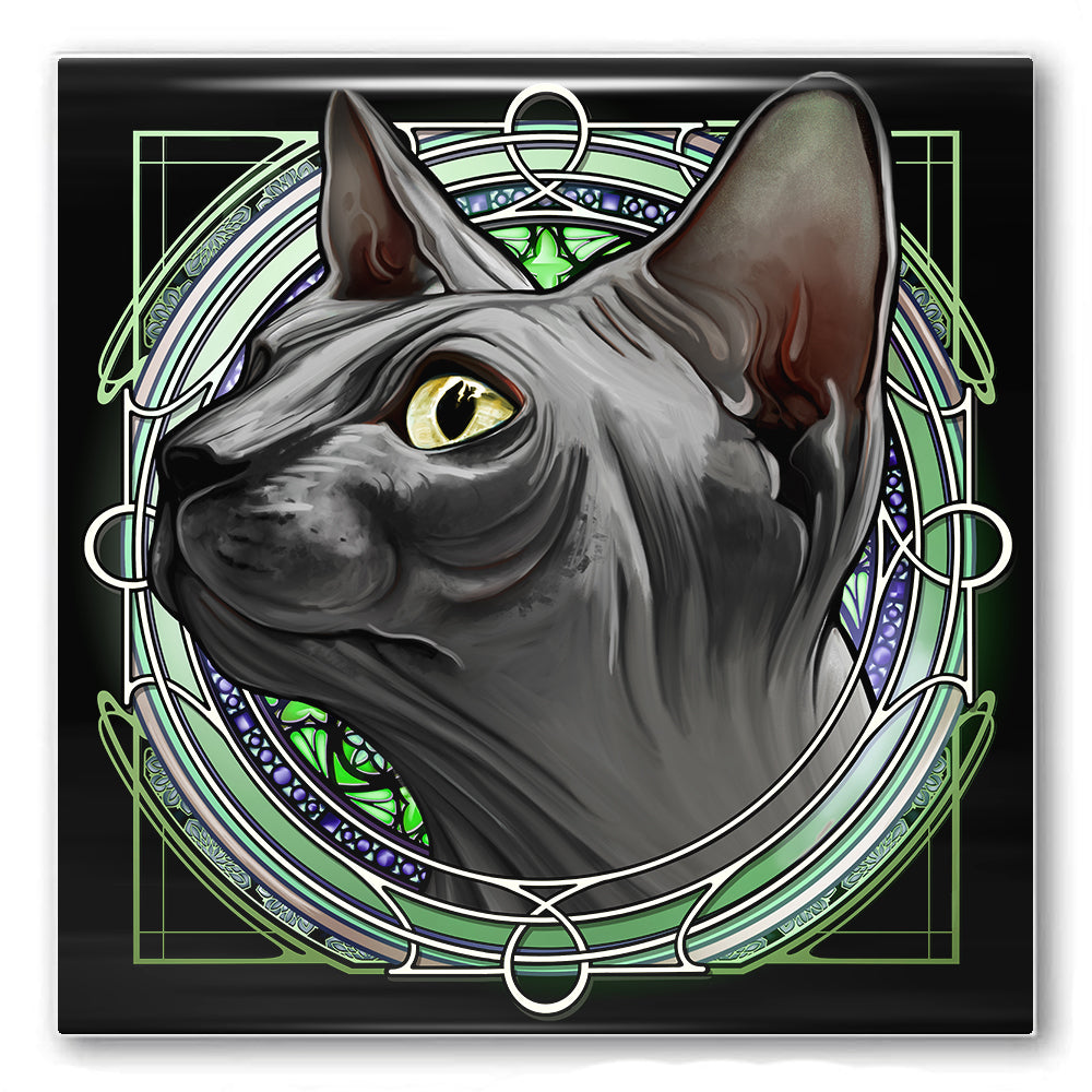 Sphynx Gray - Rose Window Ceramic Coaster