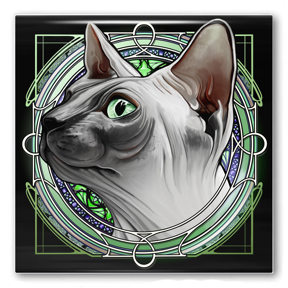Sphynx White Seal - Rose Window Ceramic Coaster