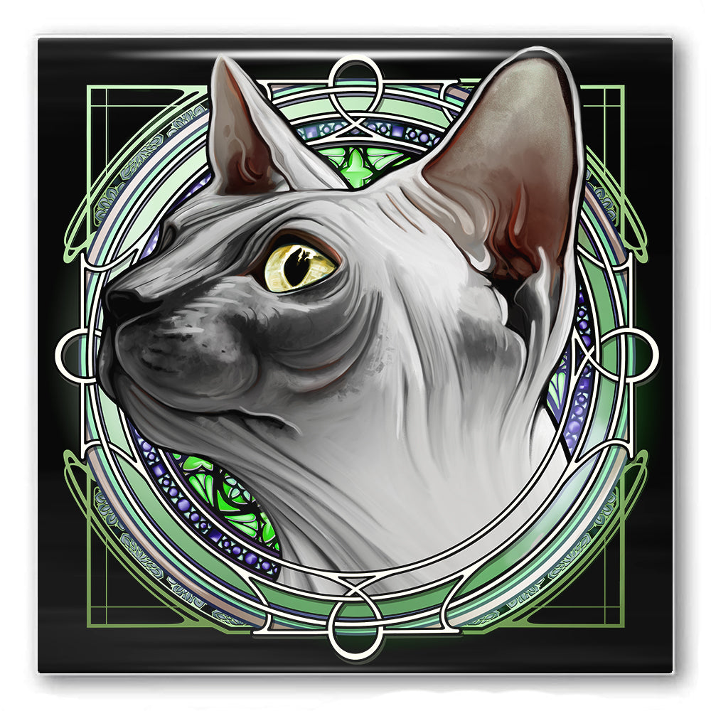 Sphynx White Seal - Rose Window Ceramic Coaster