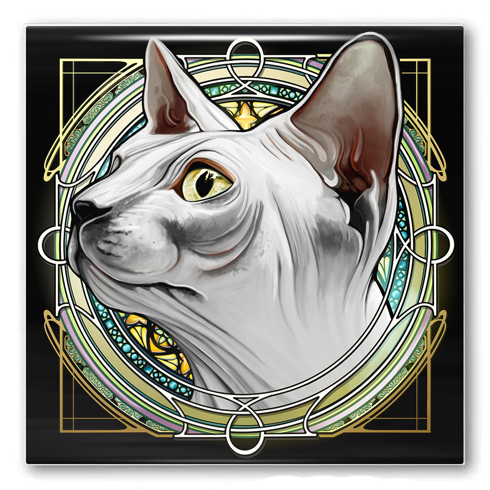 Sphynx White - Rose Window Ceramic Coaster