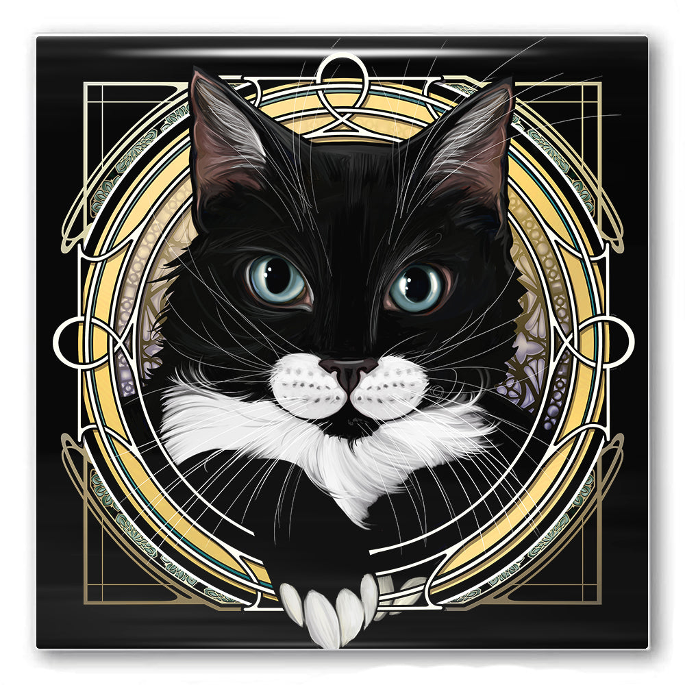Tuxedo w/Cheeks Only - Rose Window Ceramic Coaster