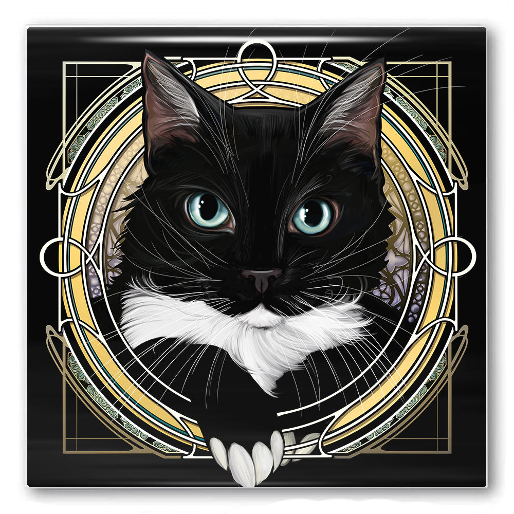 Tuxedo w/Chin - Rose Window Ceramic Coaster