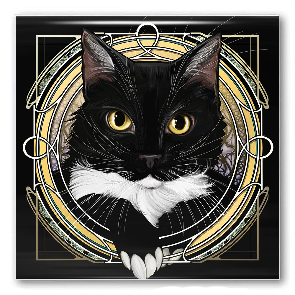 Tuxedo w/Chin - Rose Window Ceramic Coaster