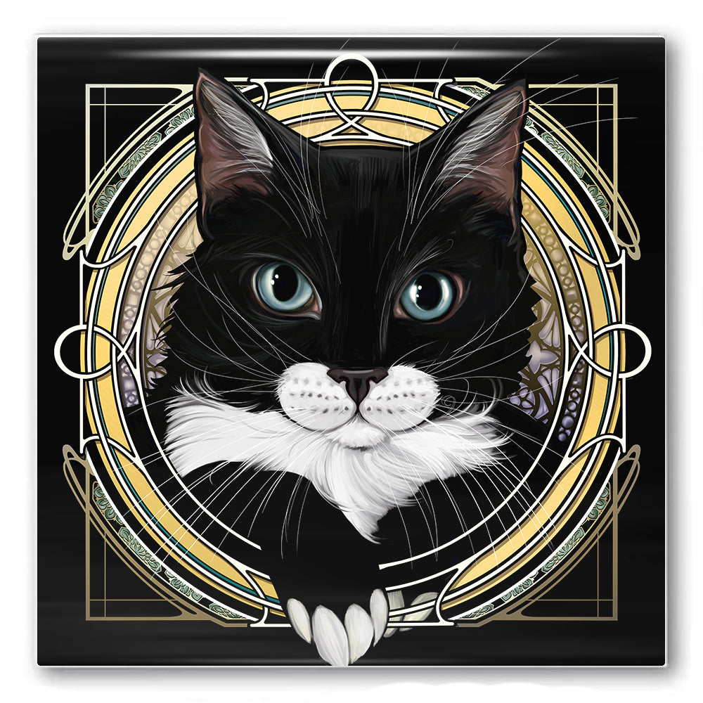 Tuxedo w/Muzzle - Rose Window Ceramic Coaster