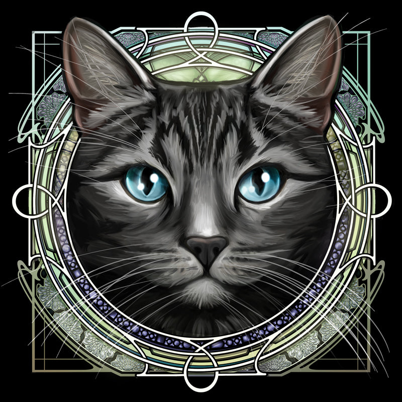Dark Gray Tabby - Rose Window Print