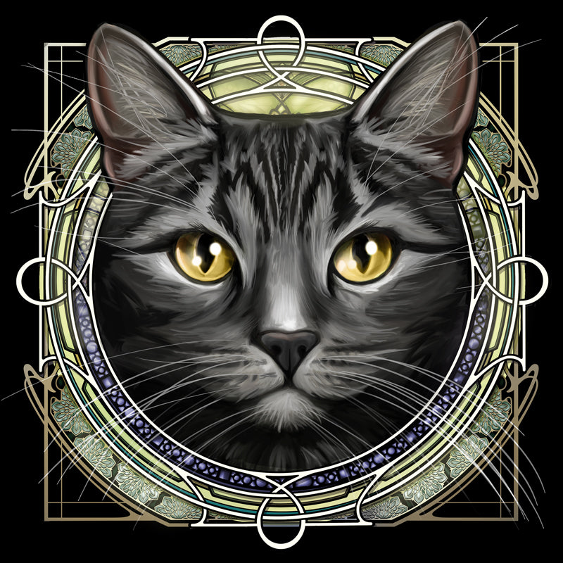 Dark Gray Tabby - Rose Window Print