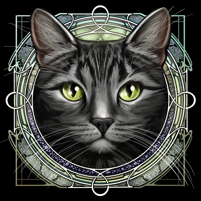 Dark Gray Tabby - Rose Window Print