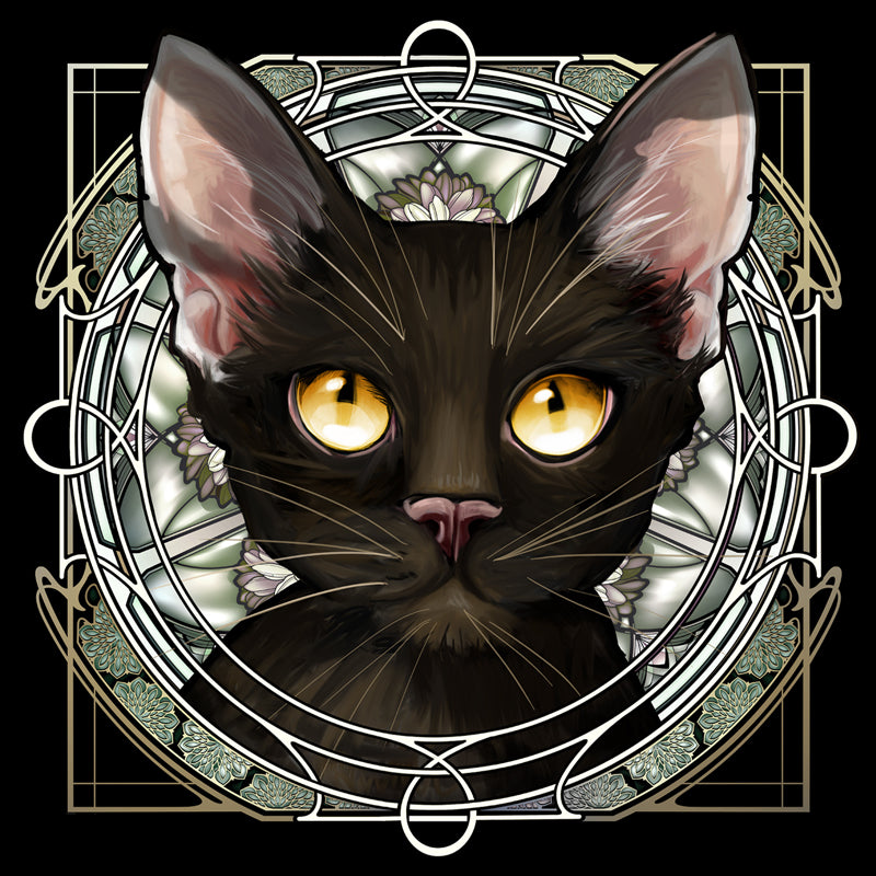 Chocolate Devon Rex - Rose Window Print