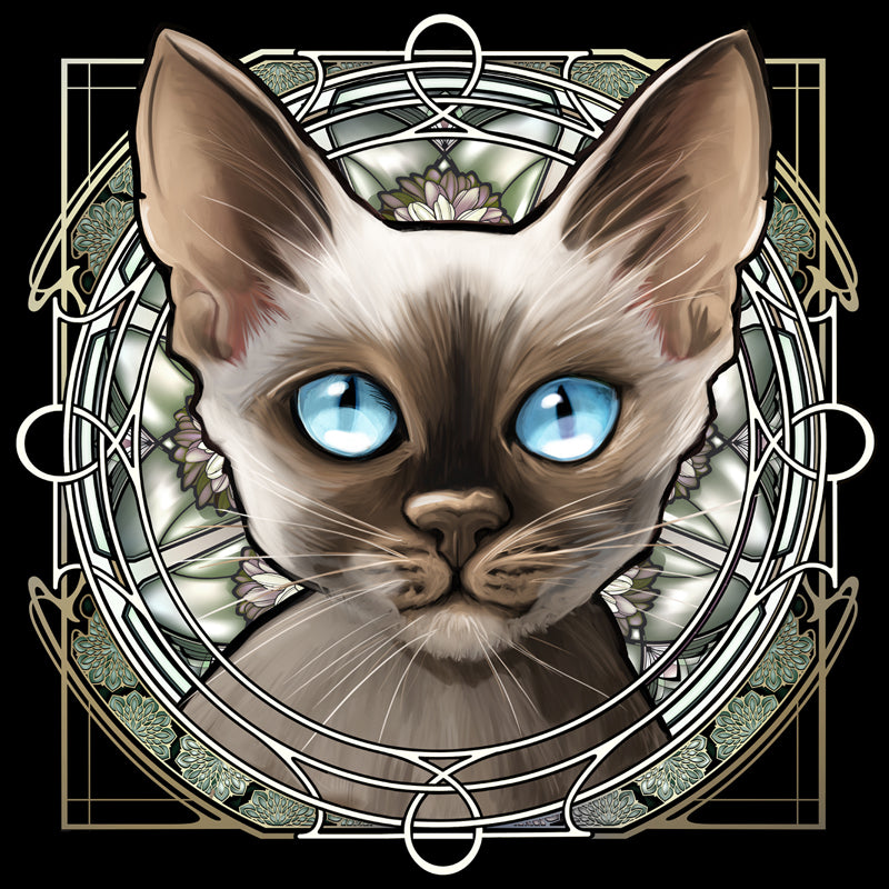 Siamese Devon Rex - Rose Window Print