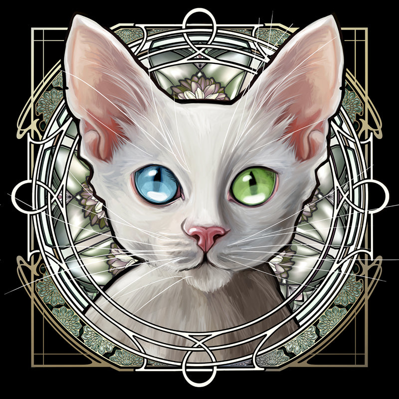 White Devon Rex - Rose Window Print