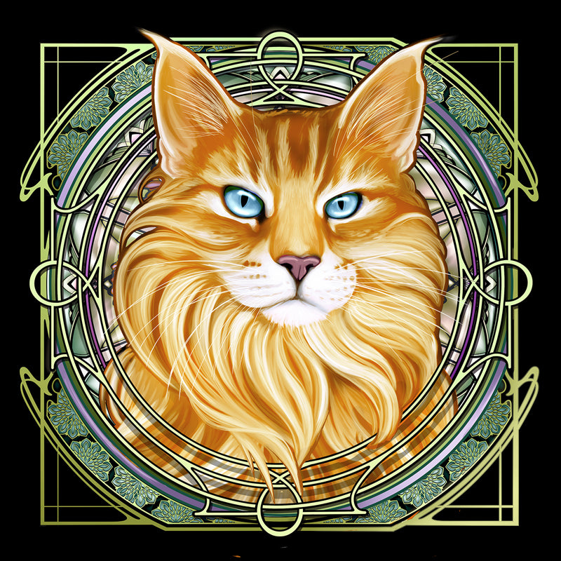 Orange Maine Coon Tabby - Rose Window Print