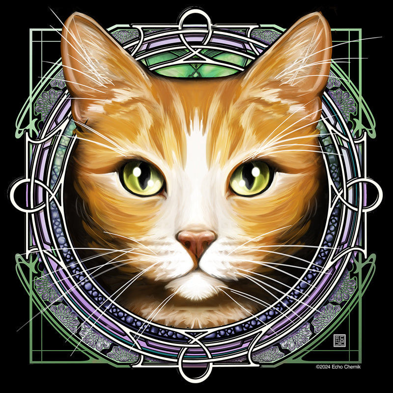 Orange Ginger Tabby with Light Face - Rose Window Print