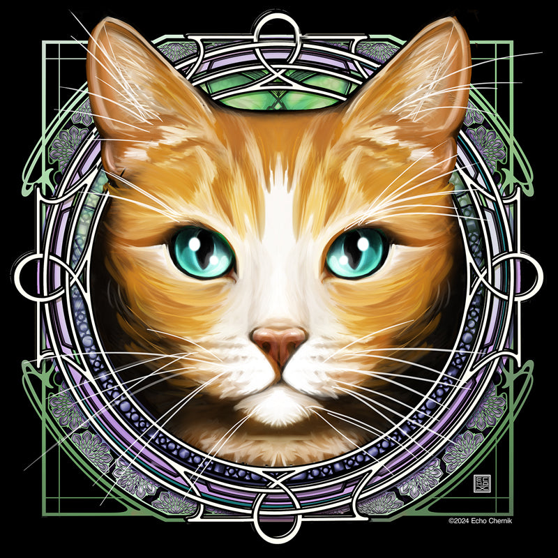 Orange Ginger Tabby with Light Face - Rose Window Print