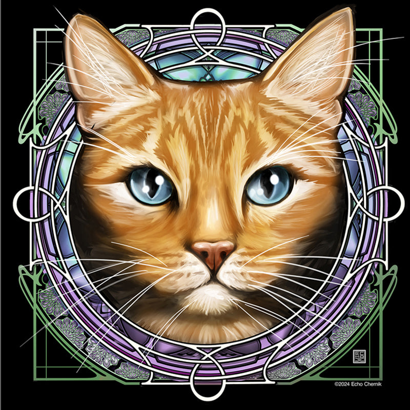 Orange Dark Ginger Tabby - Rose Window Print