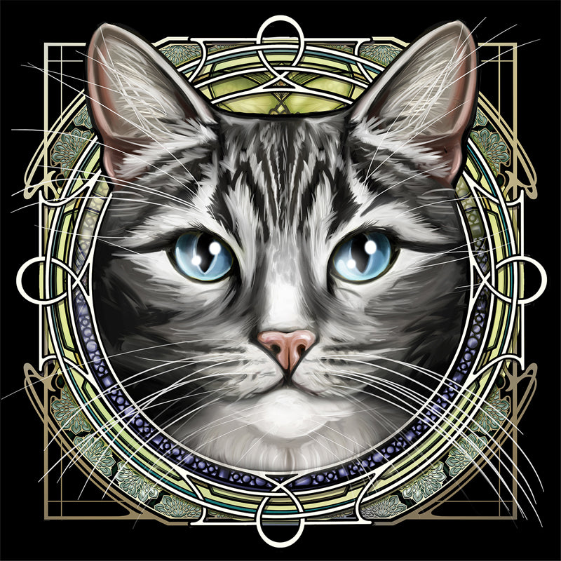 Gray Tabby - Rose Window Print