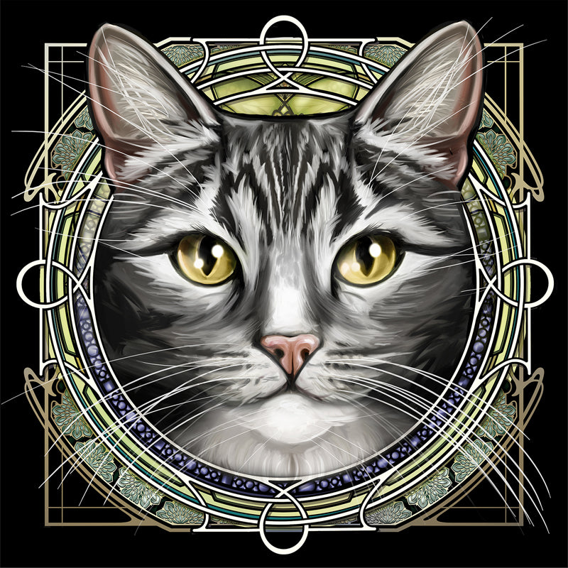 Gray Tabby - Rose Window Print