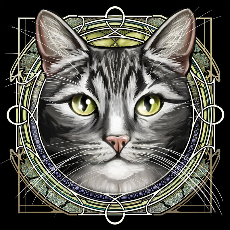 Gray Tabby - Rose Window Print
