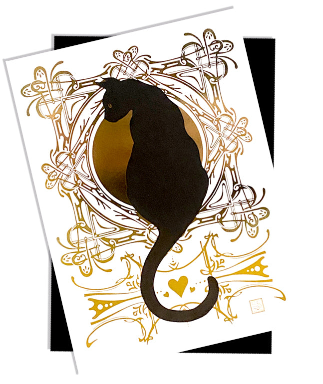 Gold Foil Black Cat Greeting Card