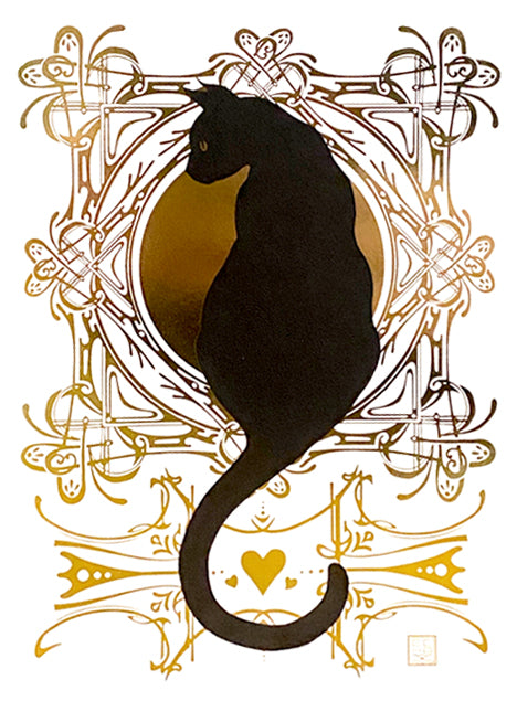 Gold Foil Black Cat Greeting Card