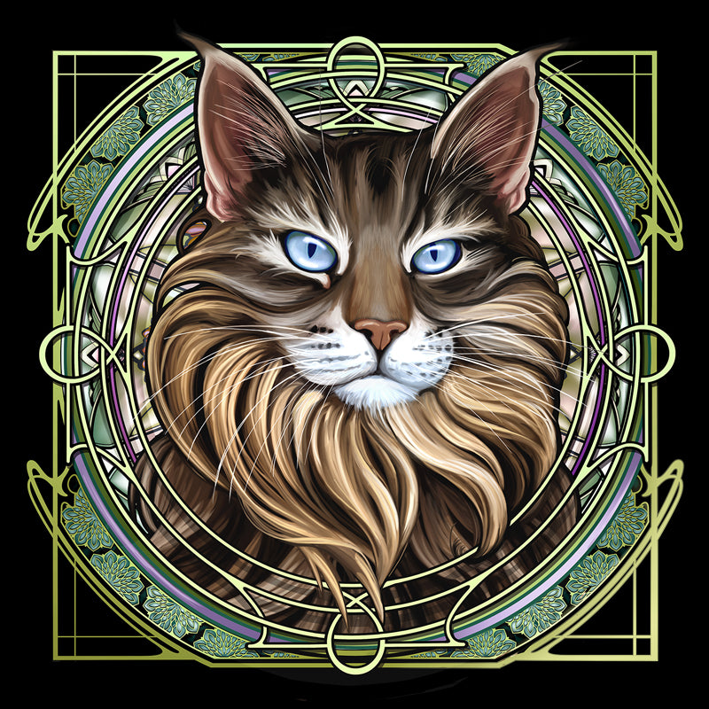 Brown Maine Coon Tabby - Rose Window Print