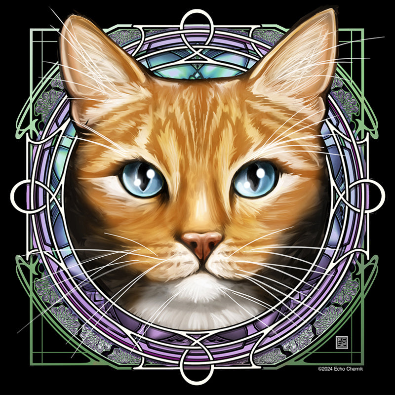 Orange Ginger Tabby - Rose Window Print
