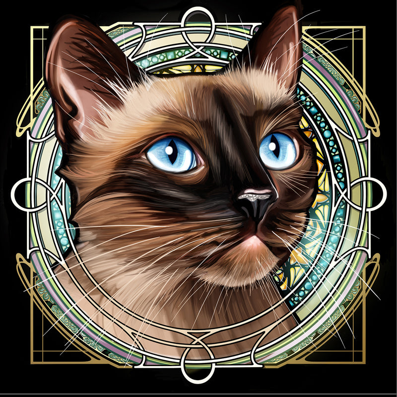 Brown Siamese - Rose Window Print