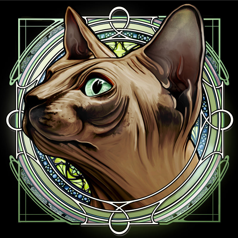Brown Sphynx Hairless - Rose Window Print