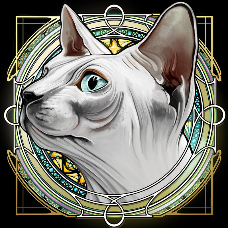 White Sphynx Hairless - Rose Window Print