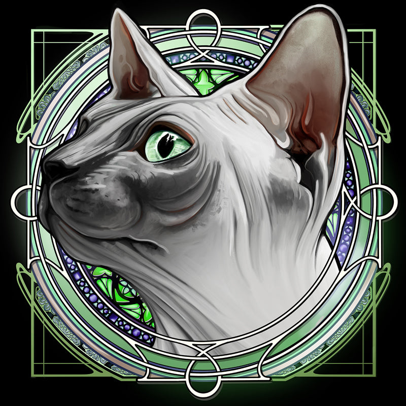 Gray Faced White Sphynx Hairless - Rose Window Print