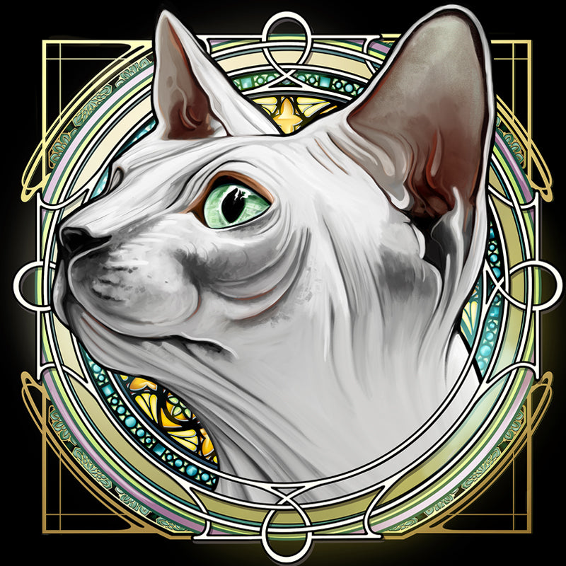 White Sphynx Hairless - Rose Window Print