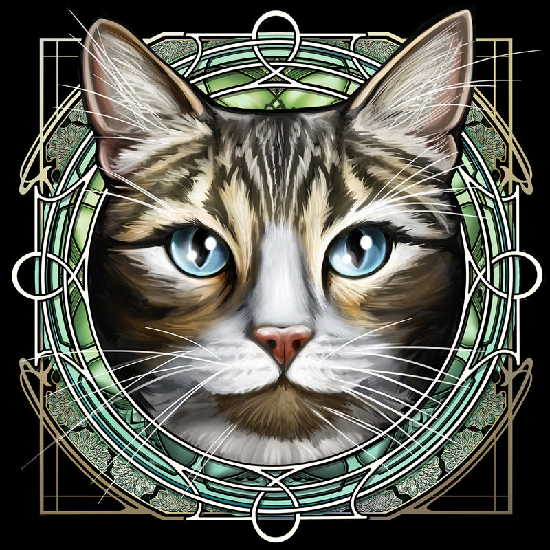 Tan Tabby with Tan Chin Rose - Window Print