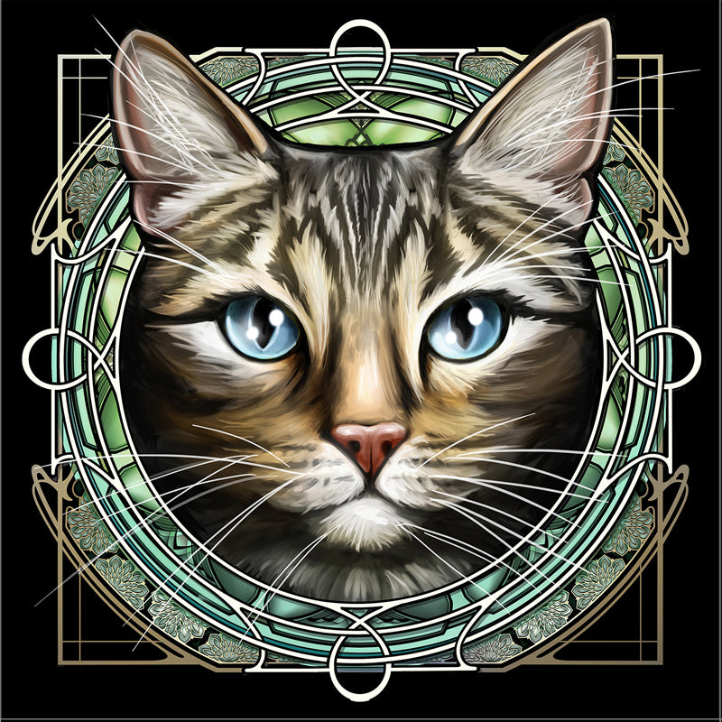 Tan Dark Tabby - Rose Window Print